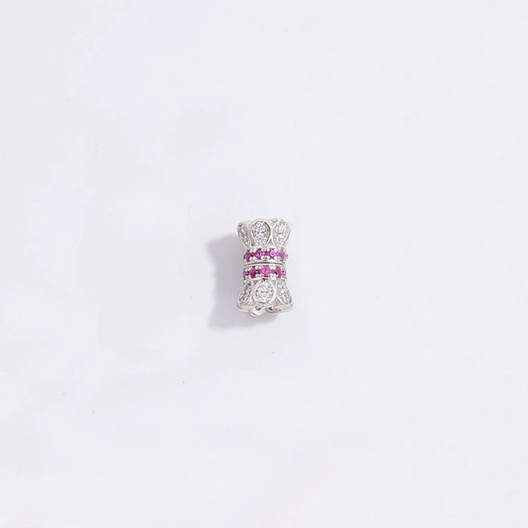 Wholesale Jewelry 925 Silver Set With Zircon Small Waist Pattern Barrel Beads Spacer Beads Pearl Buckle