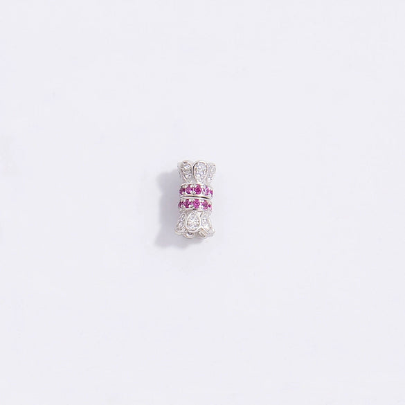 Wholesale Jewelry 925 Silver Set With Zircon Small Waist Pattern Barrel Beads Spacer Beads Pearl Buckle