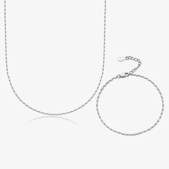 Wholesale Jewelry Silver 925 Small Square Electroplated Necklace And Bracelet Light Luxury Design