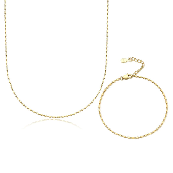 Wholesale Jewelry Silver 925 Small Square Electroplated Necklace And Bracelet Light Luxury Design