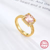 Wholesale Jewelry 925 Silver Square Pink Zircon Pendant Necklace For Women With Electroplating And Cube Sugar Pattern