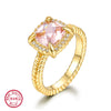 Wholesale Jewelry 925 Silver Square Pink Zircon Pendant Necklace For Women With Electroplating And Cube Sugar Pattern