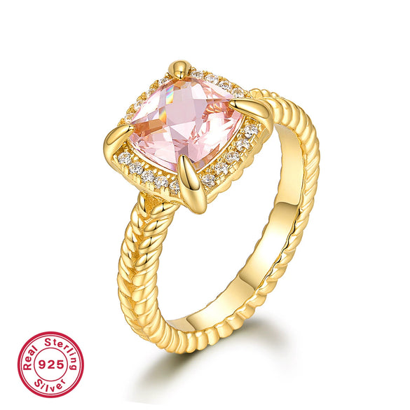 Wholesale Jewelry 925 Silver Square Pink Zircon Pendant Necklace For Women With Electroplating And Cube Sugar Pattern