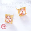 Wholesale Jewelry 925 Silver Square Pink Zircon Pendant Necklace For Women With Electroplating And Cube Sugar Pattern