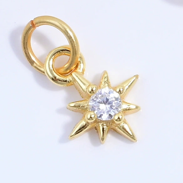 Wholesale Jewelry Silver 925 Star Pendant With Zirconia For Bracelet Necklace Earrings