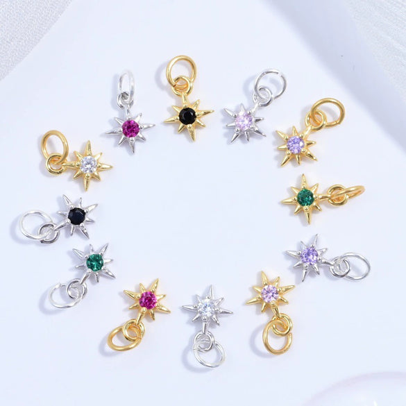Wholesale Jewelry Silver 925 Star Pendant With Zirconia For Bracelet Necklace Earrings