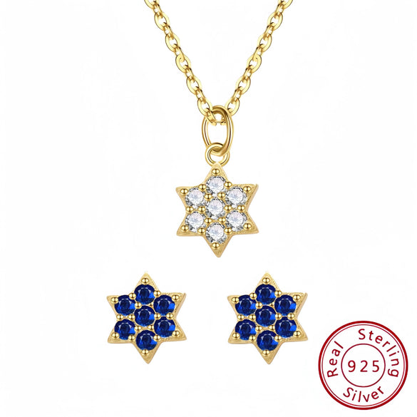 Wholesale Jewelry 925 Silver Starshaped Zircon Necklace And Earrings