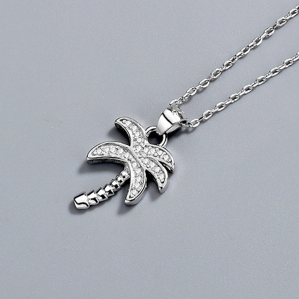 Wholesale Jewelry Silver 925 Sterling Crystal Geometric Small Coconut Pendant Clavicle Chain Electroplated For Women