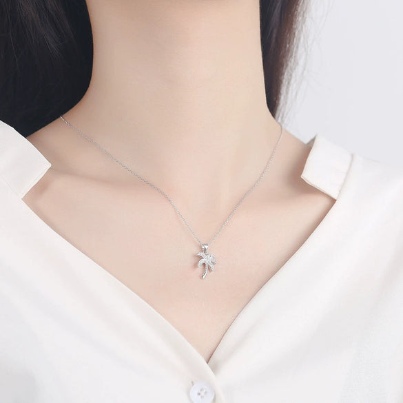Wholesale Jewelry Silver 925 Sterling Crystal Geometric Small Coconut Pendant Clavicle Chain Electroplated For Women