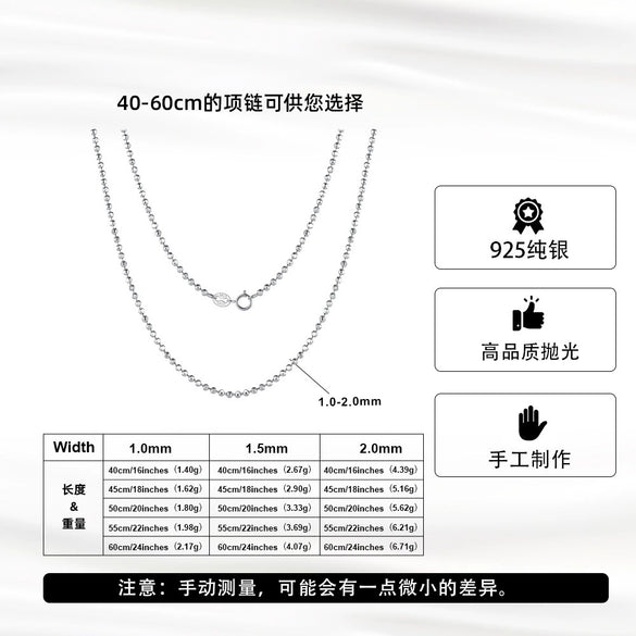 Wholesale Jewelry Silver 925 Sterling Geometric Ball Chain Electroplated Necklace Unisex
