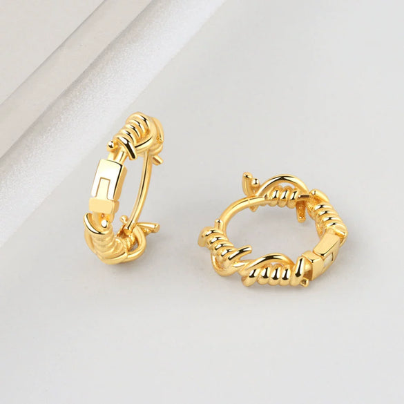 Wholesale Jewelry Silver 925 Sterling Geometric Knot Ear Buckle Earrings Electroplated