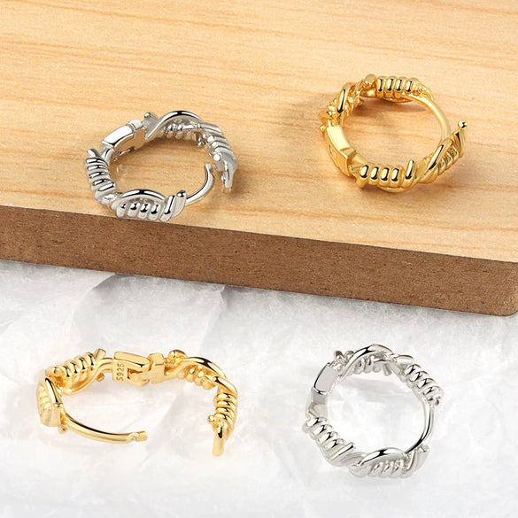 Wholesale Jewelry Silver 925 Sterling Geometric Knot Ear Buckle Earrings Electroplated