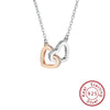 Wholesale Jewelry Silver 925 Sterling Heart Shape Double Ring Necklace