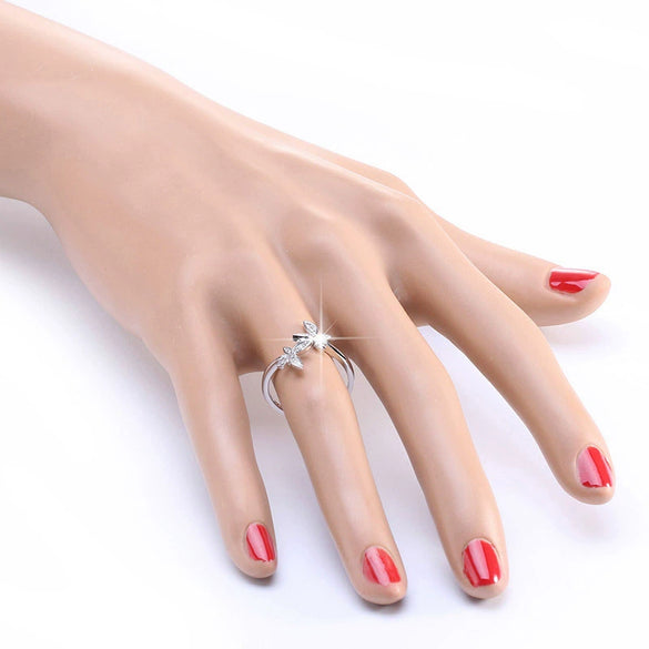 Wholesale Jewelry Silver 925 Sterling Silver Ring And Butterfly Bracelet With Leaf Pattern Electroplated For Women