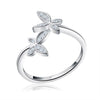 Wholesale Jewelry Silver 925 Sterling Silver Ring And Butterfly Bracelet With Leaf Pattern Electroplated For Women