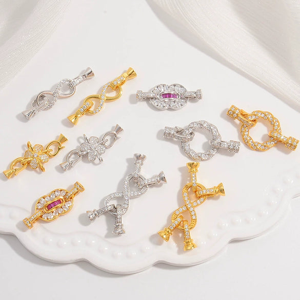 Wholesale Jewelry 925 Silver Zirconia Figure 8 Buckle Handmade Diy Necklace Bracelet