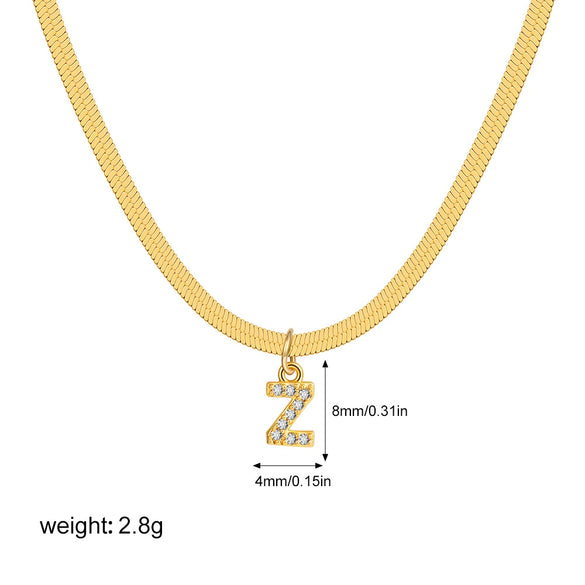 Wholesale Jewelry Simple Allmatch Copper Oshaped Chain Necklace With Letter Pattern 18K Gold Plated