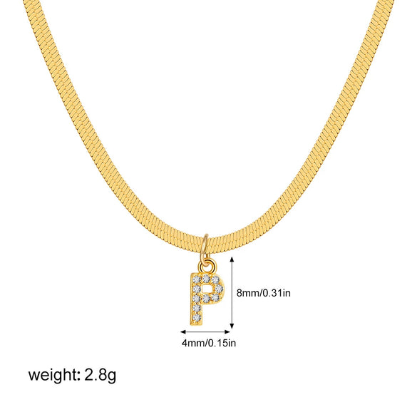 Wholesale Jewelry Simple Allmatch Copper Oshaped Chain Necklace With Letter Pattern 18K Gold Plated