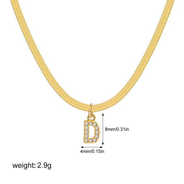 Wholesale Jewelry Simple Allmatch Copper Oshaped Chain Necklace With Letter Pattern 18K Gold Plated