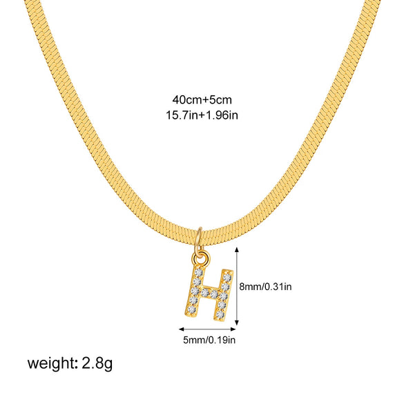 Wholesale Jewelry Simple Allmatch Copper Oshaped Chain Necklace With Letter Pattern 18K Gold Plated