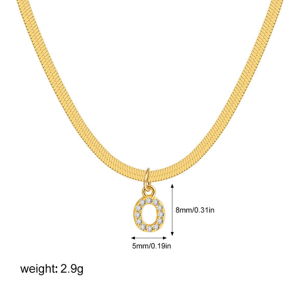 Wholesale Jewelry Simple Allmatch Copper Oshaped Chain Necklace With Letter Pattern 18K Gold Plated