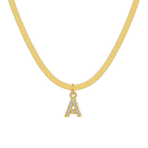 Wholesale Jewelry Simple Allmatch Copper Oshaped Chain Necklace With Letter Pattern 18K Gold Plated