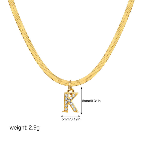 Wholesale Jewelry Simple Allmatch Copper Oshaped Chain Necklace With Letter Pattern 18K Gold Plated