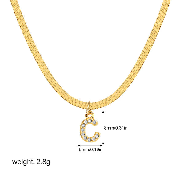 Wholesale Jewelry Simple Allmatch Copper Oshaped Chain Necklace With Letter Pattern 18K Gold Plated