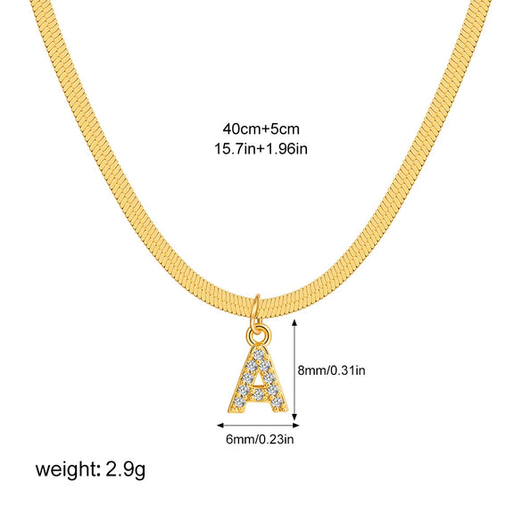 Wholesale Jewelry Simple Allmatch Copper Oshaped Chain Necklace With Letter Pattern 18K Gold Plated