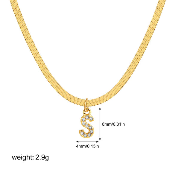 Wholesale Jewelry Simple Allmatch Copper Oshaped Chain Necklace With Letter Pattern 18K Gold Plated