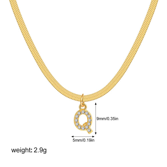 Wholesale Jewelry Simple Allmatch Copper Oshaped Chain Necklace With Letter Pattern 18K Gold Plated