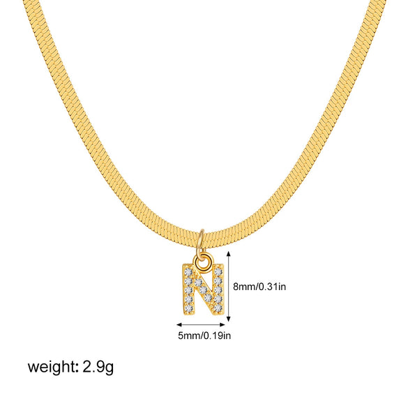 Wholesale Jewelry Simple Allmatch Copper Oshaped Chain Necklace With Letter Pattern 18K Gold Plated