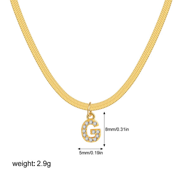 Wholesale Jewelry Simple Allmatch Copper Oshaped Chain Necklace With Letter Pattern 18K Gold Plated