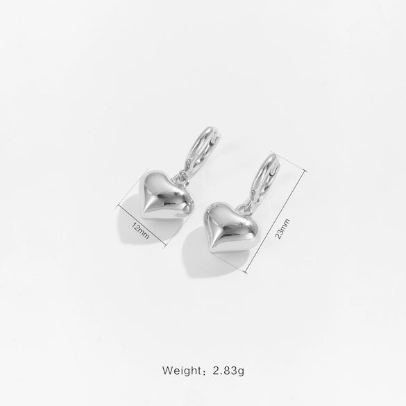 Wholesale Jewelry Simple Allmatch Love Copper Electroplated Platinum 18K Gold Earrings And Necklace For Women