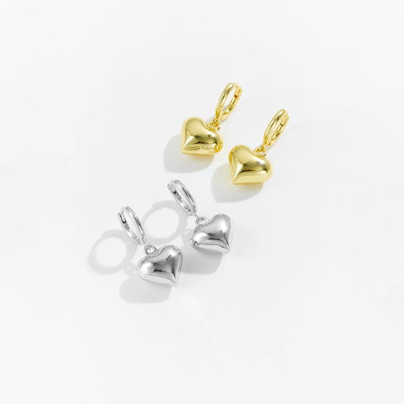 Wholesale Jewelry Simple Allmatch Love Copper Electroplated Platinum 18K Gold Earrings And Necklace For Women