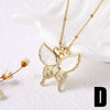 Wholesale Jewelry Simple Animal Geometric Copper Shell Inlaid Zircon Butterfly Moon Pendant Necklace Electroplated