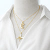Wholesale Jewelry Simple Animal Geometric Copper Shell Inlaid Zircon Butterfly Moon Pendant Necklace Electroplated