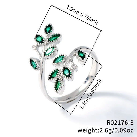 Wholesale Jewelry Simple Butterfly Plant Zircon Ring Women's Fashion Allmatch Personality