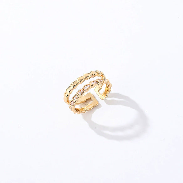 Wholesale Jewelry Simple Butterfly Plant Zircon Ring Women's Fashion Allmatch Personality