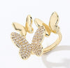 Wholesale Jewelry Simple Butterfly Plant Zircon Ring Women's Fashion Allmatch Personality