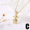 Wholesale Jewelry Simple Cartoon Character Geometric Copper Pendant Necklace With O Word Chain And Electroplating