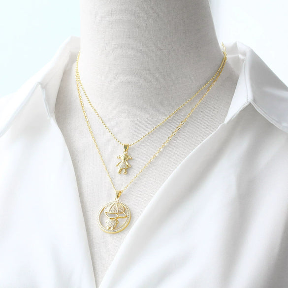 Wholesale Jewelry Simple Cartoon Character Geometric Copper Pendant Necklace With O Word Chain And Electroplating