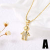 Wholesale Jewelry Simple Cartoon Character Geometric Copper Pendant Necklace With O Word Chain And Electroplating