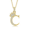 Wholesale Jewelry Simple Classic Crown Zircon English Letter Pendant Copper Goldplated Necklace For Women