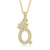 Wholesale Jewelry Simple Classic Crown Zircon English Letter Pendant Copper Goldplated Necklace For Women