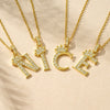 Wholesale Jewelry Simple Classic Crown Zircon English Letter Pendant Copper Goldplated Necklace For Women