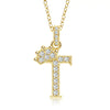 Wholesale Jewelry Simple Classic Crown Zircon English Letter Pendant Copper Goldplated Necklace For Women
