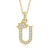 Wholesale Jewelry Simple Classic Crown Zircon English Letter Pendant Copper Goldplated Necklace For Women