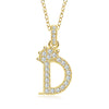 Wholesale Jewelry Simple Classic Crown Zircon English Letter Pendant Copper Goldplated Necklace For Women