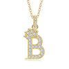 Wholesale Jewelry Simple Classic Crown Zircon English Letter Pendant Copper Goldplated Necklace For Women